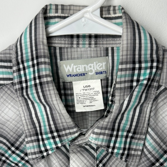 Wrangler Short Sleeve Plaid Pearl Snap Wrancher Shirt - Large - Picture 2 of 3